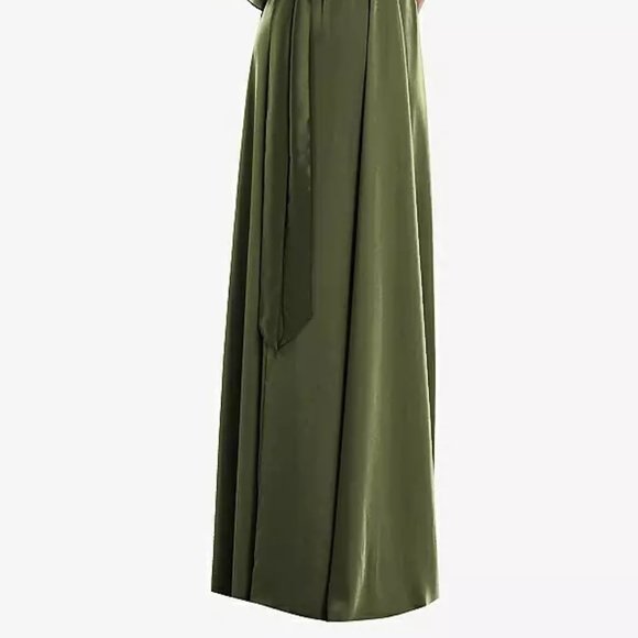 Dessy Asymmetric Bell Sleeve Wrap Maxi Dress with Front Slit.. Sage Green..Sz LG - Picture 4 of 7